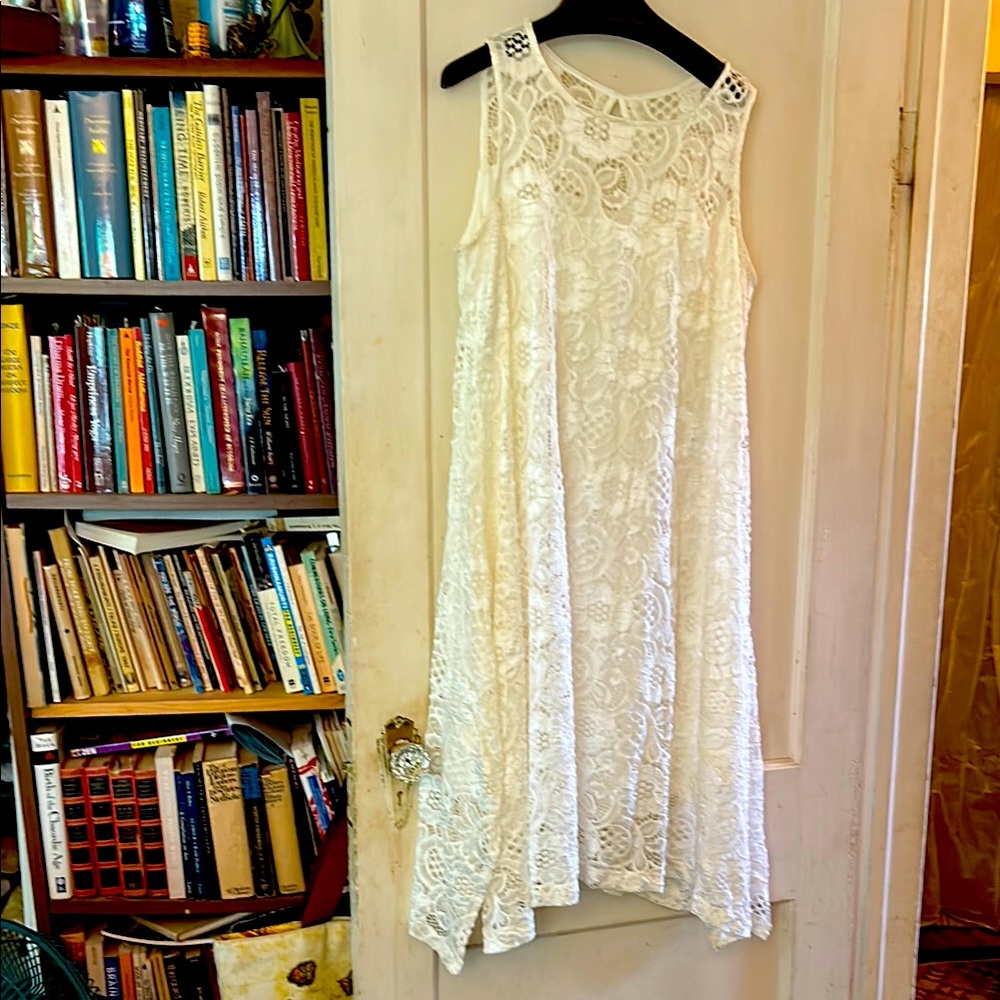 Elegant Lace Sleeveless Dress - White
